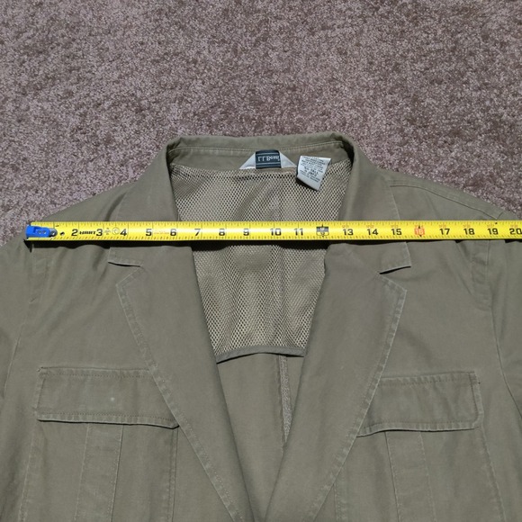 LL Bean Sport Coat Men 50 T Tan Blazer Safari Field Jacket Military Elbow Patch - Picture 6 of 8
